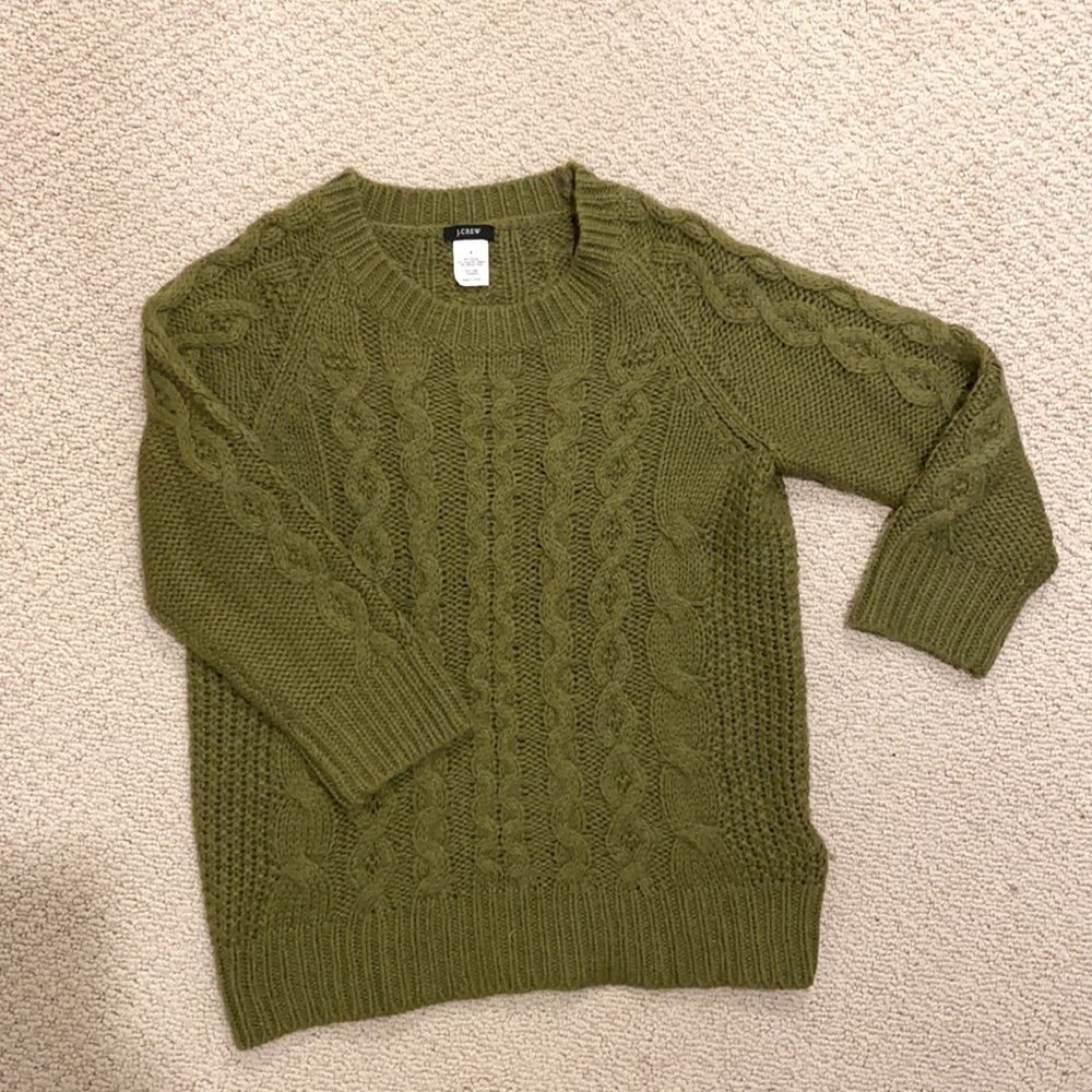 Classic J Crew Olive Green Wool Sweater